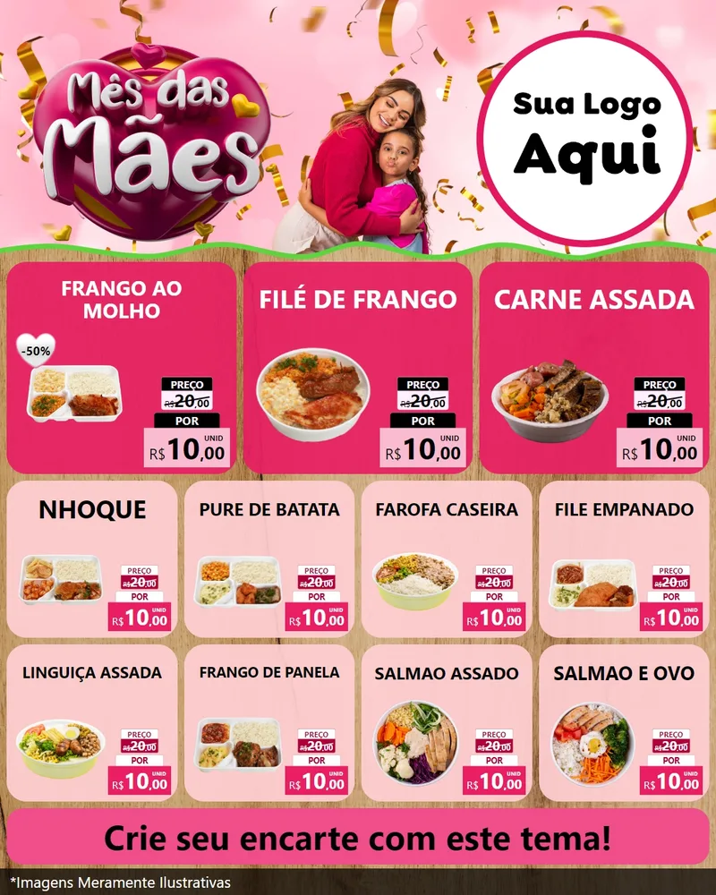 Modelo de Rede Social para Feed Instagram com o tema Mês das Mães para Restaurante