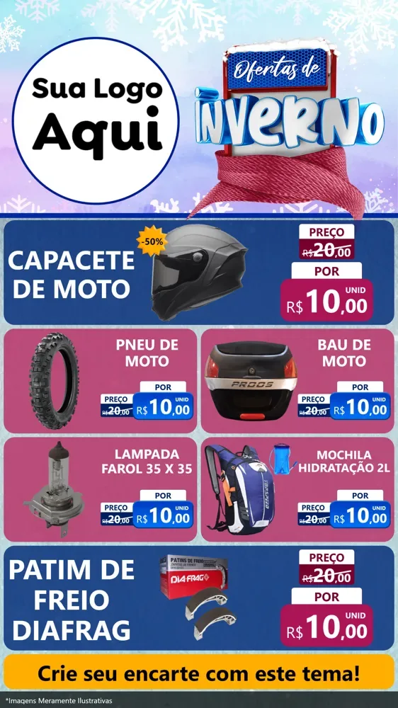 Modelo de TV para TV Vertical com o tema Ofertas de Inverno para Moto peças