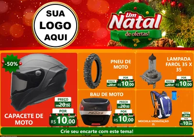 Modelo de Encarte para Encarte A4 Horizontal com o tema Um Natal de Ofertas para Moto peças