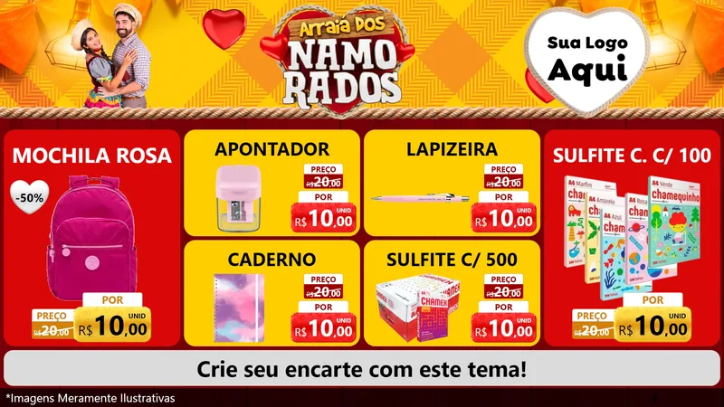 Modelo de TV para TV Horizontal com o tema Arraiá dos Namorados para Papelaria