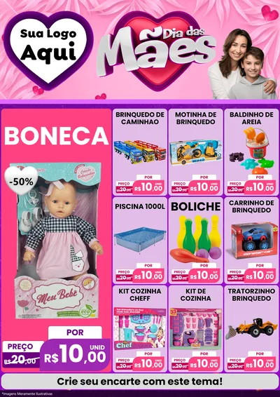 Modelo de Encarte para Encarte A4 Vertical com o tema Dia das Mães para Brinquedos