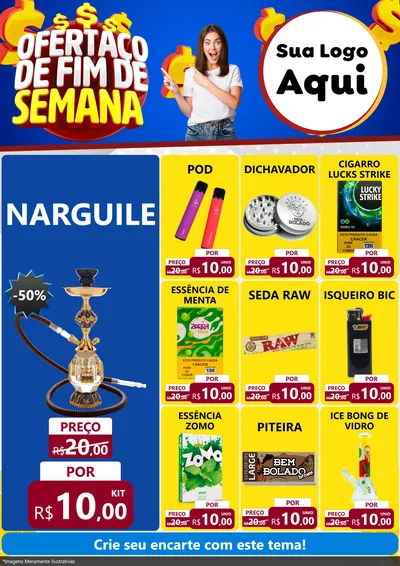 Modelo de Encarte para Encarte A4 Vertical com o tema Ofertaço de Fim de Semana para Tabacaria
