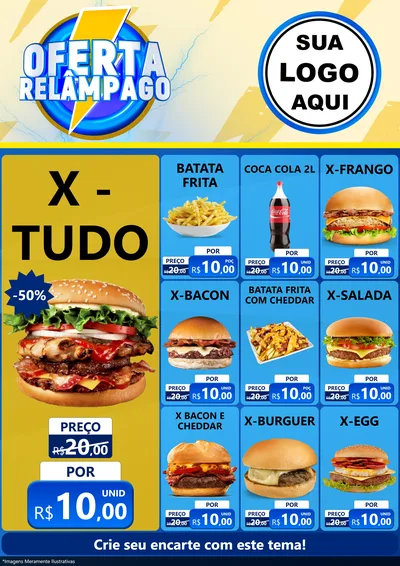 Modelo de Encarte para Encarte A4 Vertical com o tema Oferta Relâmpago para Hamburgueria