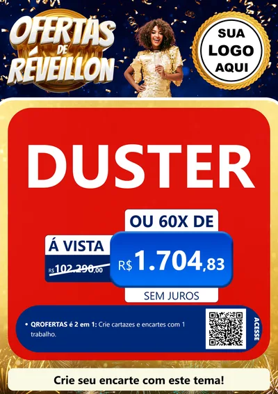 Modelo de Cartaz para Cartaz A4 Vertical com o tema Ofertas de Réveillon para Concessionaria de Carros
