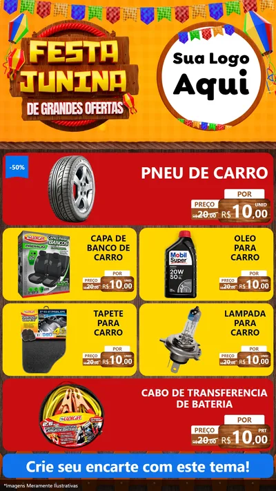 Modelo de TV para TV Vertical com o tema Festa Junina de Grandes Ofertas para Auto peças
