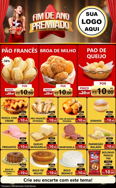 Modelo de Encarte para Encarte Grande com o tema Fim de Ano Premiado para Padaria