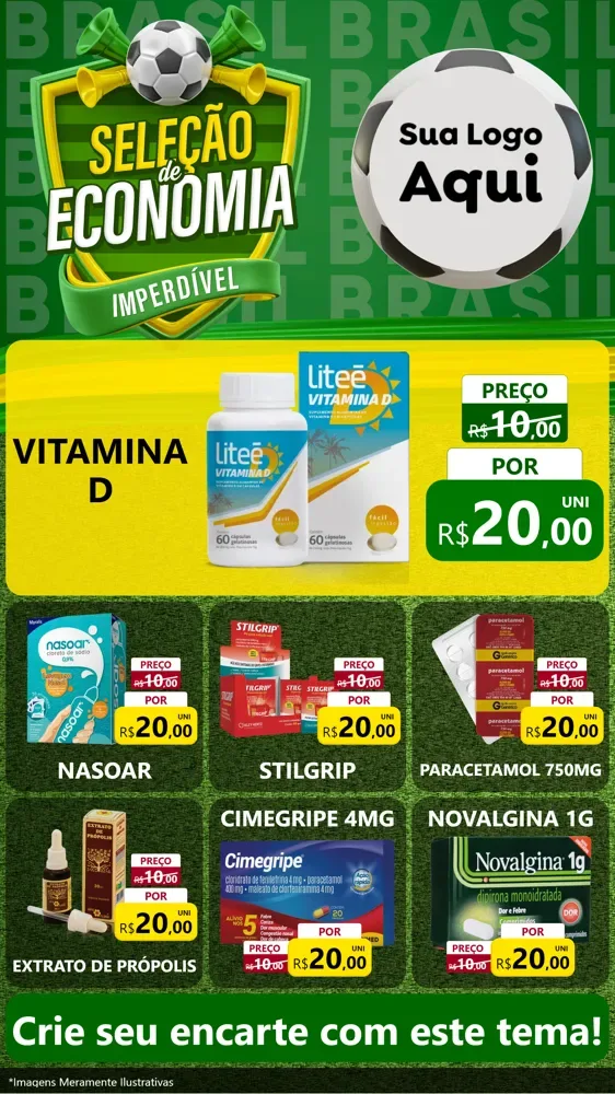 Modelo de Rede Social para Stories com o tema Seleção de Economia - Copa para Farmácia