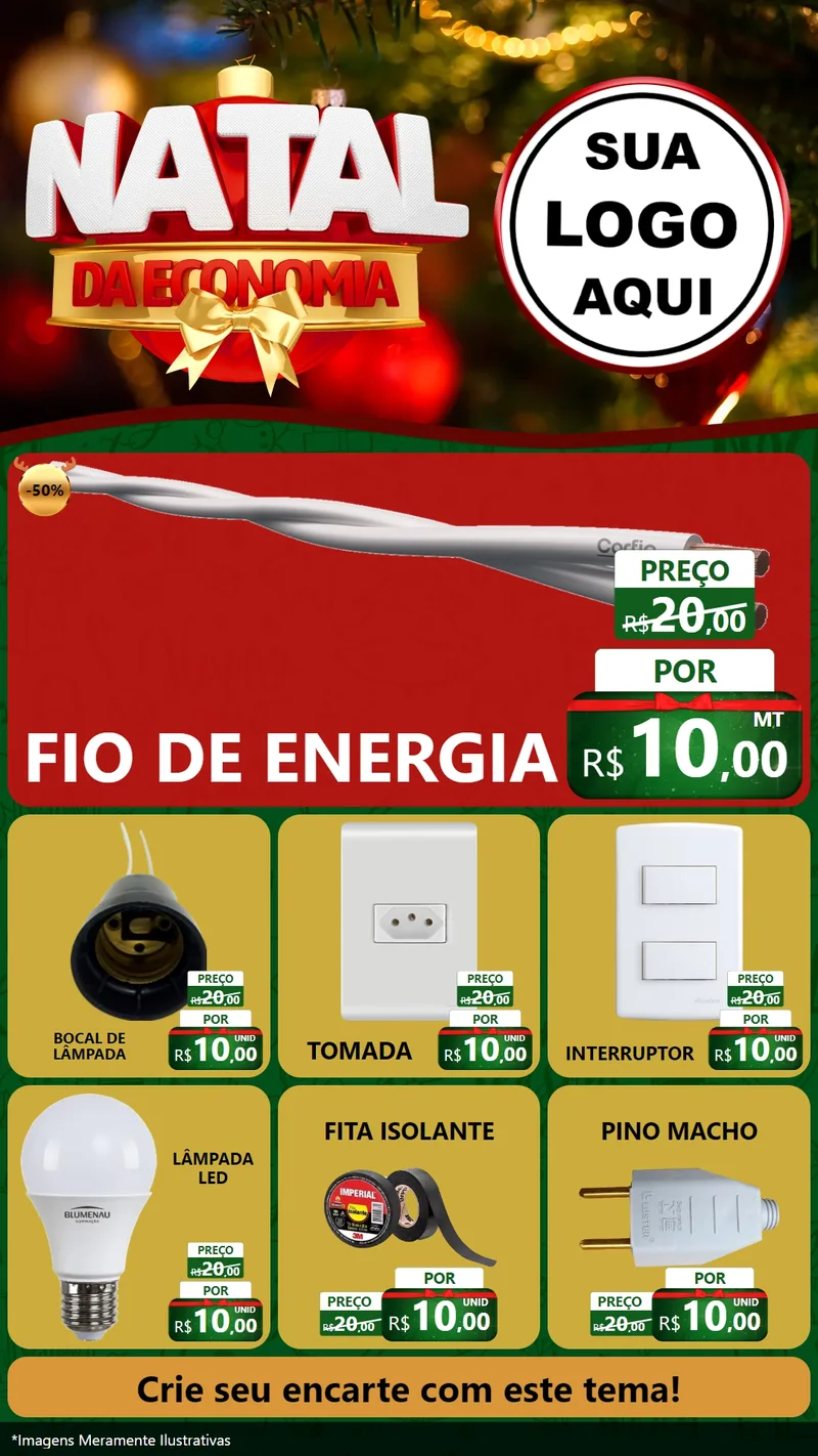 Modelo de Rede Social para Stories com o tema Natal da Economia para Materiais Elétricos