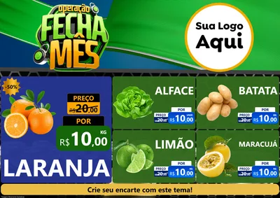 Modelo de Encarte para Encarte A4 Horizontal com o tema Operação Fecha Mês para Hortifrúti