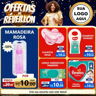 Modelo de Rede Social para Feed Facebook com o tema Ofertas de Réveillon para Bebês