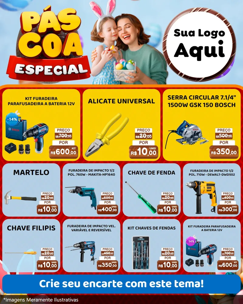 Modelo de Rede Social para Feed Instagram com o tema Páscoa Especial para Maquinas e Ferramentas