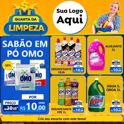 Modelo de Rede Social para Feed Facebook com o tema Quarta da Limpeza para Produtos de Limpeza