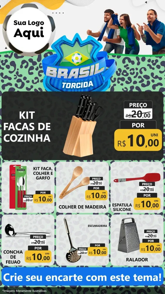 Modelo de Rede Social para Stories com o tema Brasil Torcida - Copa para Utilidades Domésticas