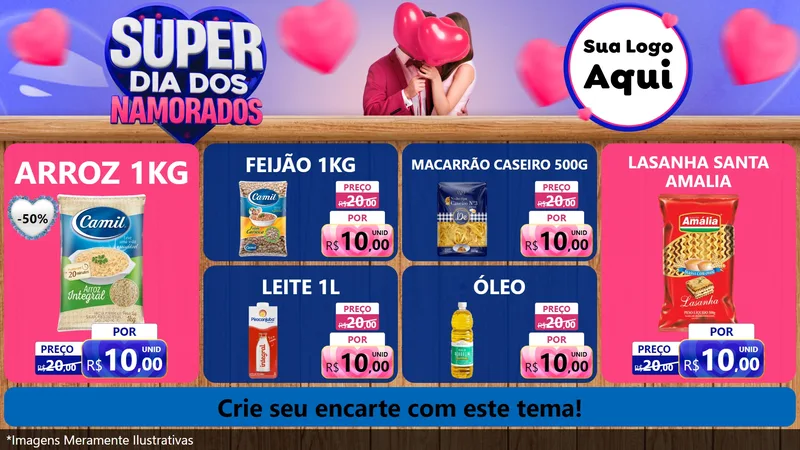 Modelo de TV para TV Horizontal com o tema Super Dia dos Namorados para Supermercado