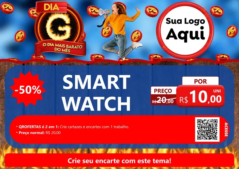 Modelo de Cartaz para Cartaz A4 Horizontal com o tema Dia G - O Dia Mais Barato Do Mês para Informática