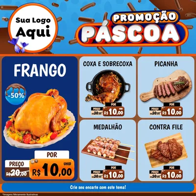 Modelo de Rede Social para Feed Facebook com o tema Promoção Páscoa para Assados