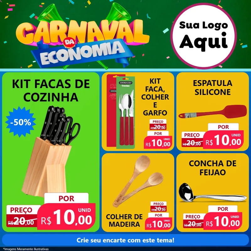 Modelo de Rede Social para Feed Facebook com o tema Carnaval da Economia para Utilidades Domésticas