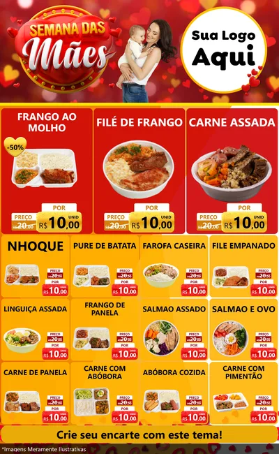 Modelo de Encarte para Encarte Grande com o tema Semana das Mães para Restaurante