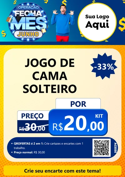 Modelo de Cartaz para Cartaz A4 Vertical com o tema Operação Fecha Mês, Junho para Cama, Mesa e Banho