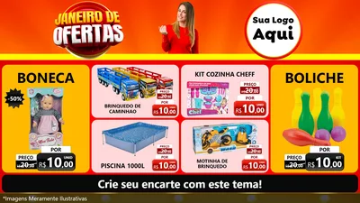 Modelo de TV para TV Horizontal com o tema Janeiro de Ofertas para Brinquedos