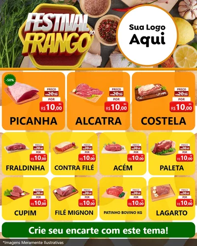 Modelo de Rede Social para Feed Instagram com o tema Festival do Frango para Açougue