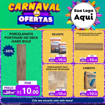 Modelo de Rede Social para Feed Facebook com o tema Carnaval de Ofertas para Pisos e revestimentos