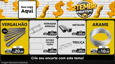 Modelo de TV para TV Horizontal com o tema Setembro Imbatível para Ferragens