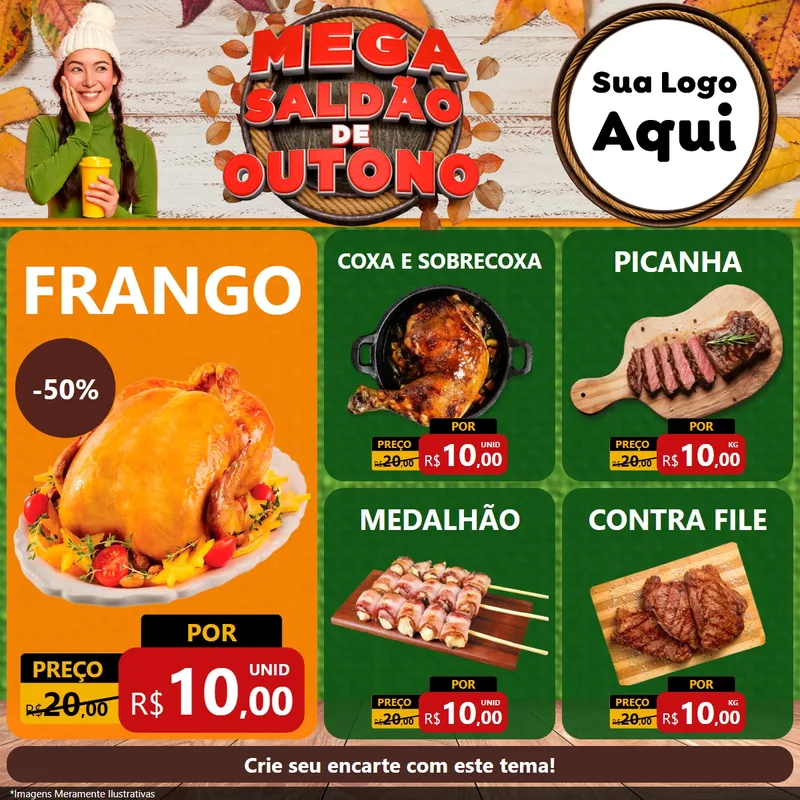 Modelo de Rede Social para Feed Facebook com o tema Mega Saldão de Outono para Assados