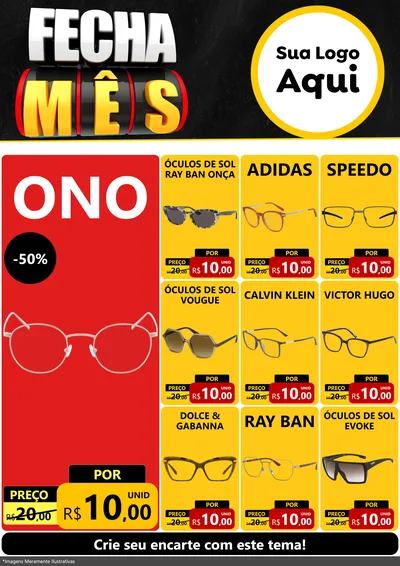 Modelo de Encarte para Encarte A4 Vertical com o tema Fecha Mês para Óticas