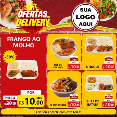 Modelo de Rede Social para Feed Facebook com o tema Ofertas no Delivery para Restaurante
