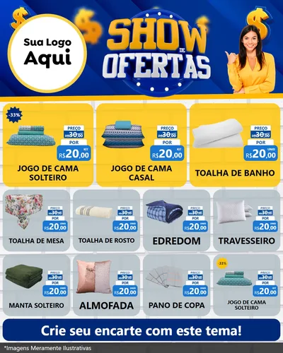 Modelo de Rede Social para Feed Instagram com o tema Show de Ofertas para Cama, Mesa e Banho