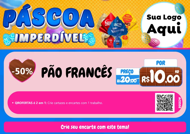 Modelo de Cartaz para Cartaz A4 Horizontal com o tema Páscoa Imperdível para Padaria