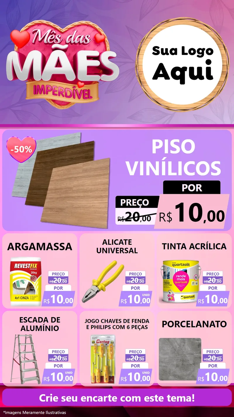 Modelo de Rede Social para Stories com o tema Mês das Mães Imperdível para Material para Construção