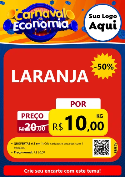Modelo de Cartaz para Cartaz A4 Vertical com o tema Carnaval da Economia para Hortifrúti