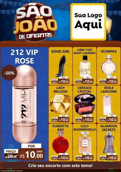 Modelo de Encarte para Encarte A4 Vertical com o tema São João Ofertas Imbatíveis! - Junina para Perfumes
