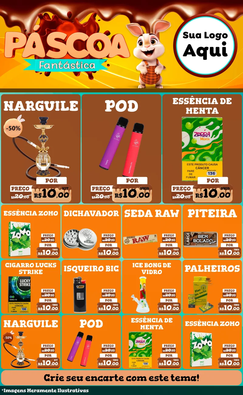 Modelo de Encarte para Encarte Grande com o tema Páscoa Fantástica para Tabacaria