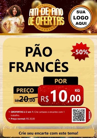 Modelo de Cartaz para Cartaz A4 Vertical com o tema Fim de Ano de Ofertas para Padaria