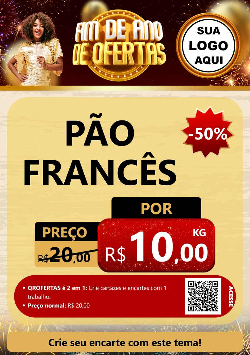 Modelo de Cartaz para Cartaz A4 Vertical com o tema Fim de Ano de Ofertas para Padaria