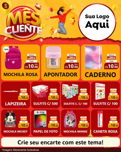 Modelo de Rede Social para Feed Instagram com o tema Mês do Cliente para Papelaria