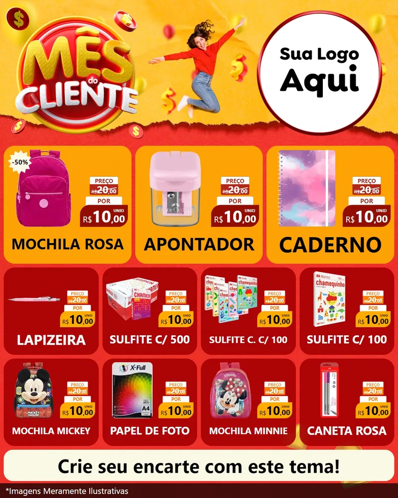Modelo de Rede Social para Feed Instagram com o tema Mês do Cliente para Papelaria