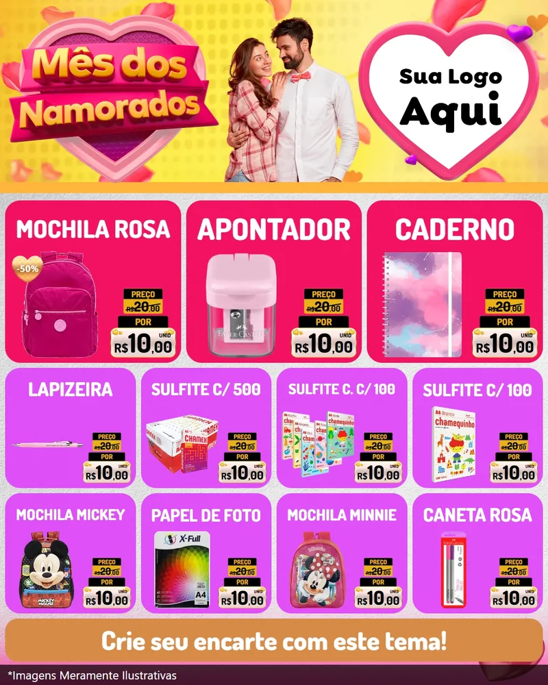 Modelo de Rede Social para Feed Instagram com o tema Mês dos Namorados para Papelaria