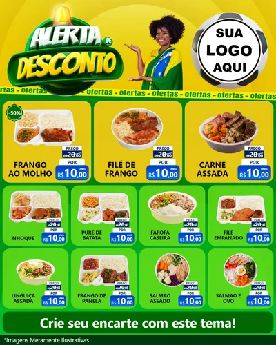 Modelo de Rede Social para Feed Instagram com o tema Alerta de Desconto para Restaurante