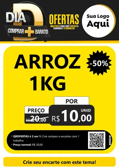 Modelo de Cartaz para Cartaz A4 Vertical com o tema Dia D Mais Economia para Supermercado
