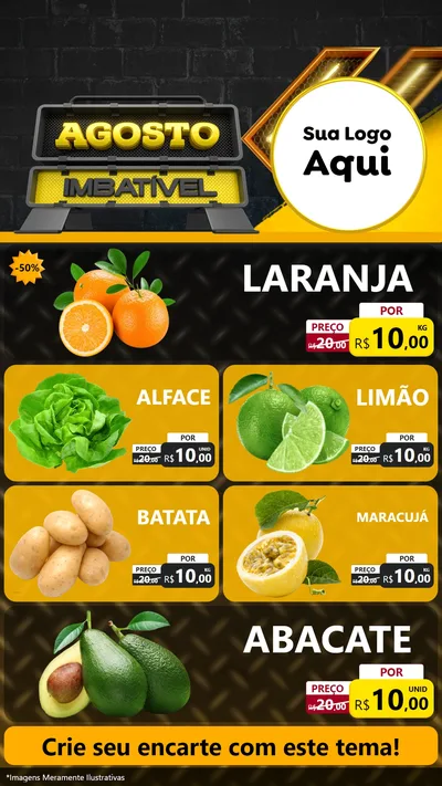Modelo de TV para TV Vertical com o tema Agosto Imbatível para Hortifrúti