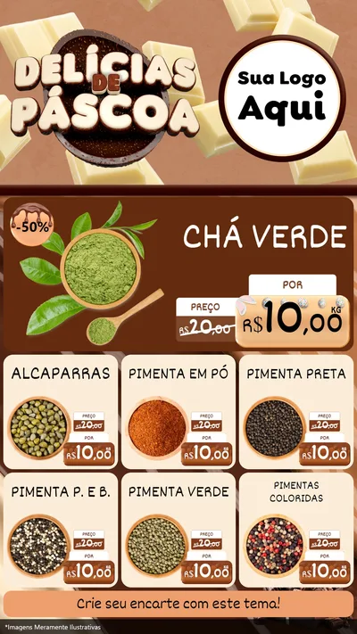 Modelo de Rede Social para Stories com o tema Delícias de Páscoa para Produtos Naturais