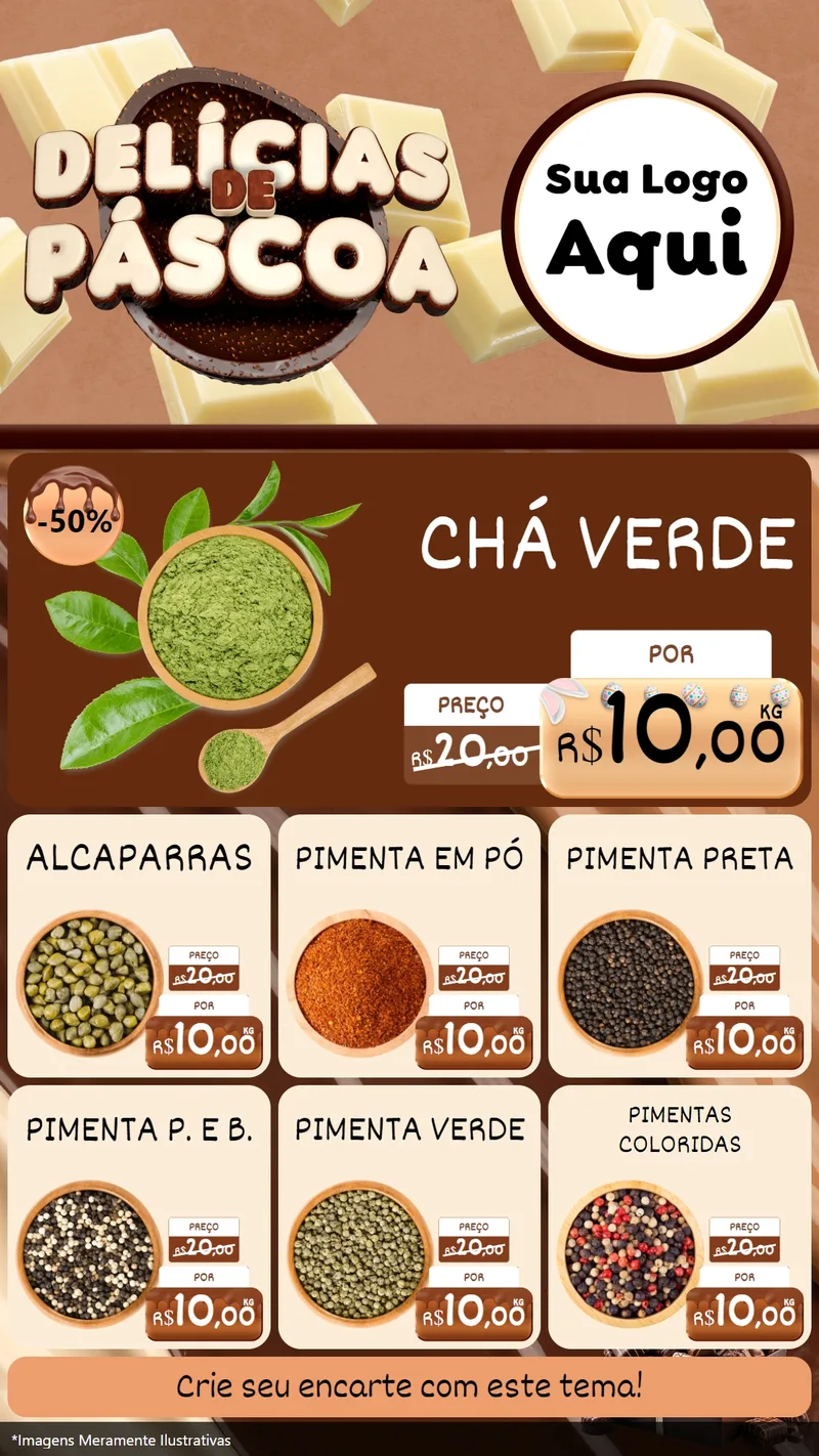 Modelo de Rede Social para Stories com o tema Delícias de Páscoa para Produtos Naturais