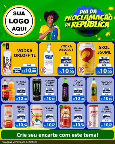 Modelo de Rede Social para Feed Instagram com o tema Dia Da Proclamação Da República para Distribuidora de bebidas