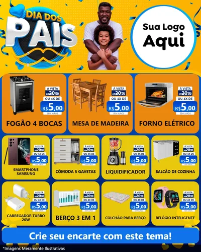 Modelo de Rede Social para Feed Instagram com o tema Dia dos Pais para Móveis e Eletro