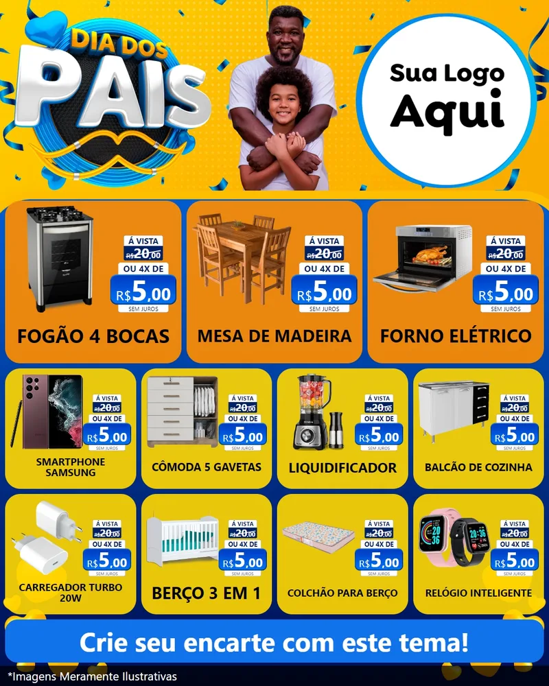 Modelo de Rede Social para Feed Instagram com o tema Dia dos Pais para Móveis e Eletro