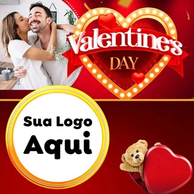 Modelo de Rede Social para Feed Facebook com o tema Valentine's Day para Supermercado